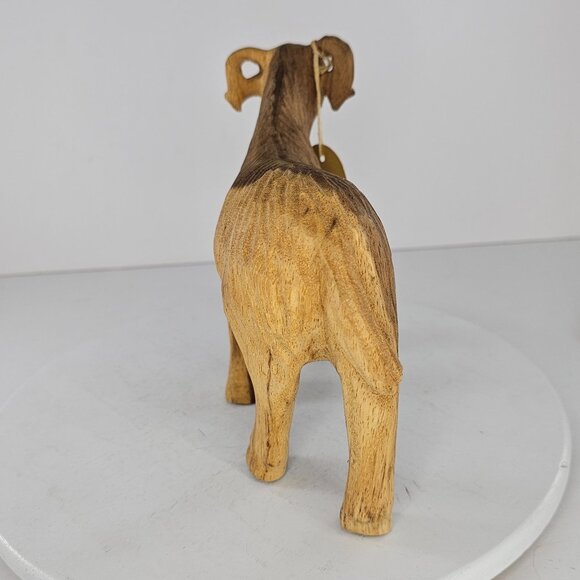 Hand-Carved Wooden Ram Goat Figurine With Dr. Livingstone I Presume Tag - Picture 5 of 8